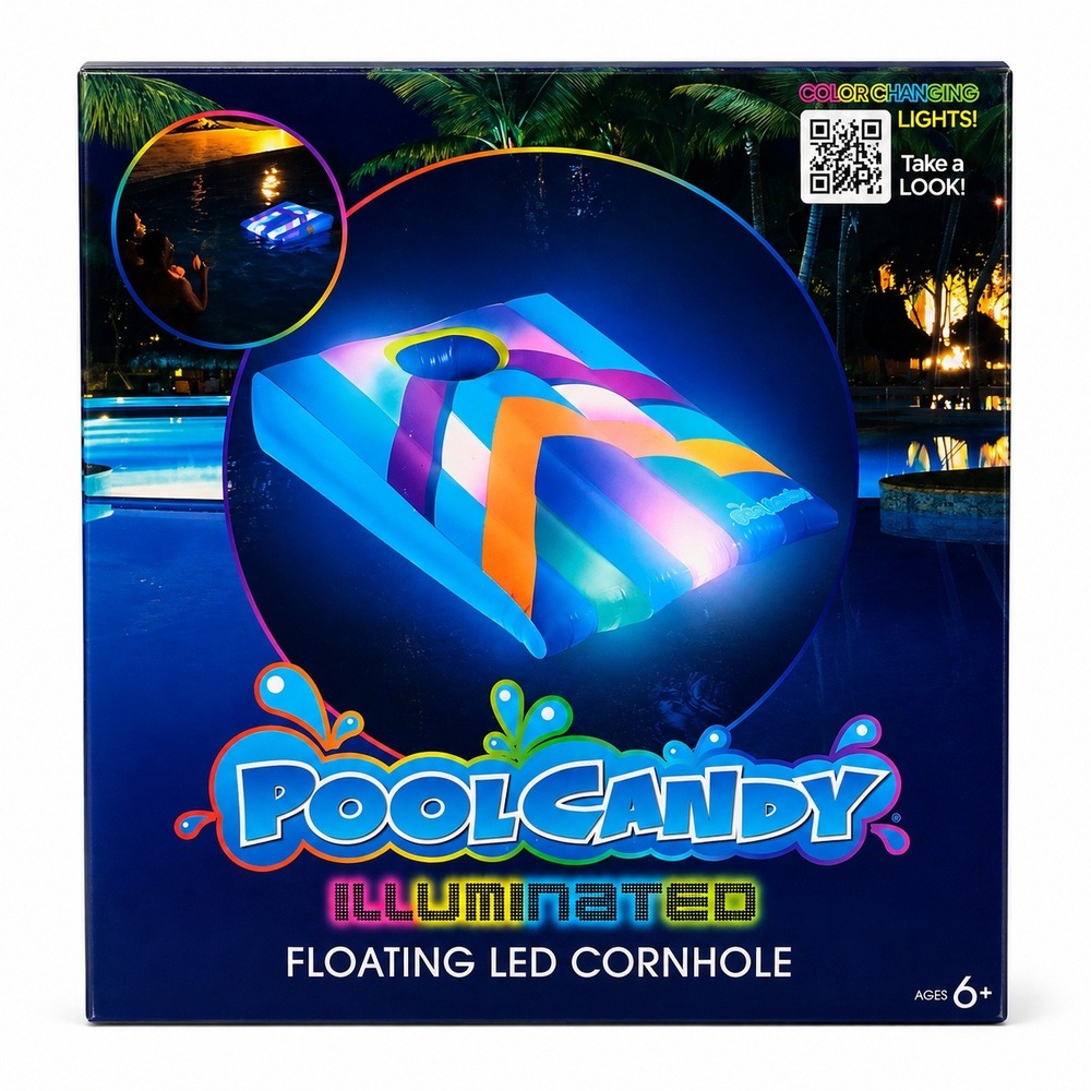 PoolCandy Illuminated Floating LED Cornhole Game Multicolor Pool Games NEW